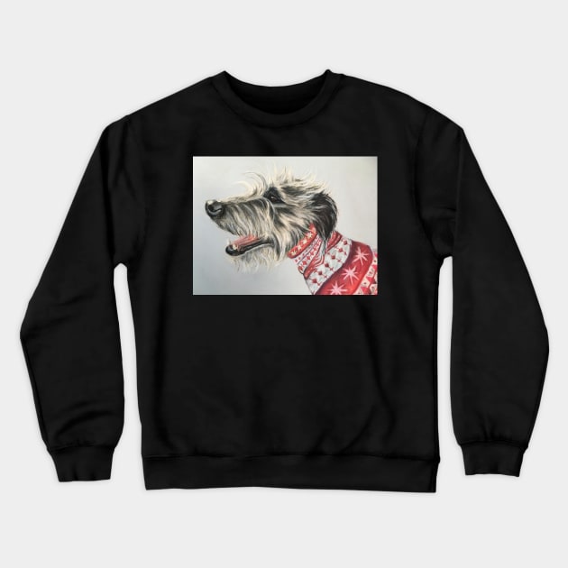 Scruffy Lurcher in Christmas jumper Crewneck Sweatshirt by Merlinsmates